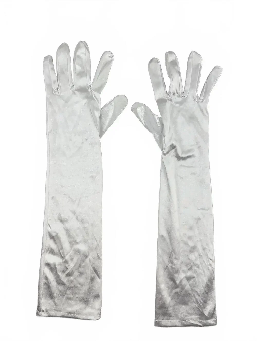Elegant Long White Satin Gloves Vintage Style